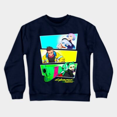 Edgerunners Main Characters David Lucy Rebecca Crewneck Sweatshirt Official Cyberpunk Edgerunners Merch