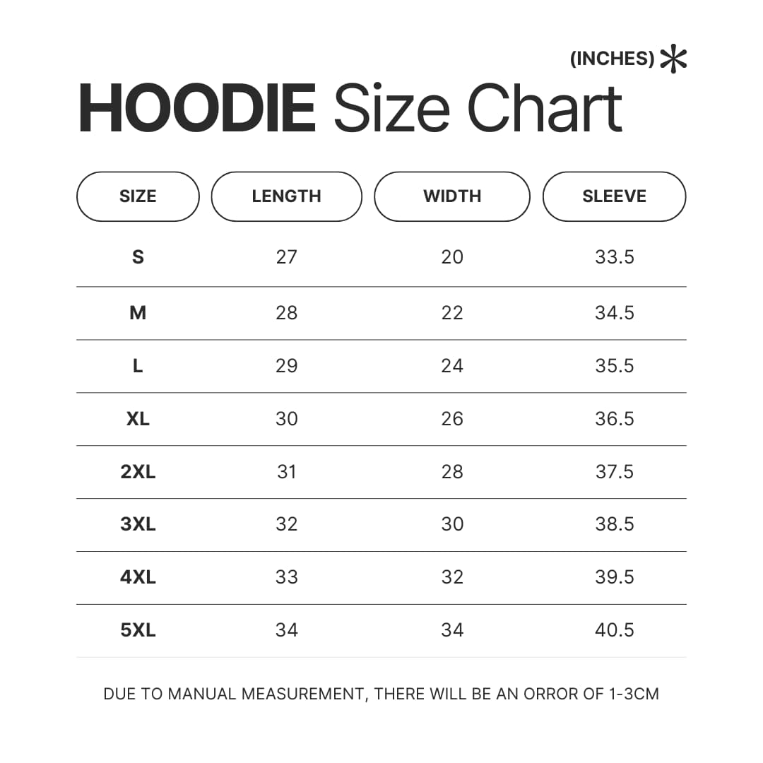 Hoodie Size Chart - Cyberpunk Edgerunners Store