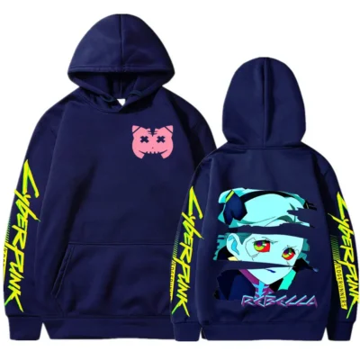 Japanese Anime Cyberpunk Edgerunners Rebecca Hoodie Men Hooded Sweatshirt Pullover Streetwear Winter Fleece Tracksuit Oversized 1 - Cyberpunk Edgerunners Store