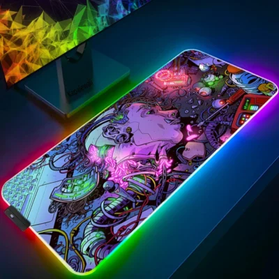 Large RGB Mouse Pad XXL Gaming Mousepad LED Mausepad Gamer Cyberpunks Mouse Carpet Big Mouse Mat 17 - Cyberpunk Edgerunners Store