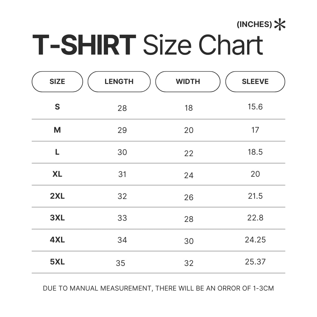 T shirt Size Chart - Cyberpunk Edgerunners Store