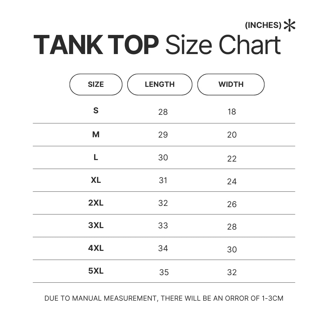 Tank Top Size Chart - Cyberpunk Edgerunners Store