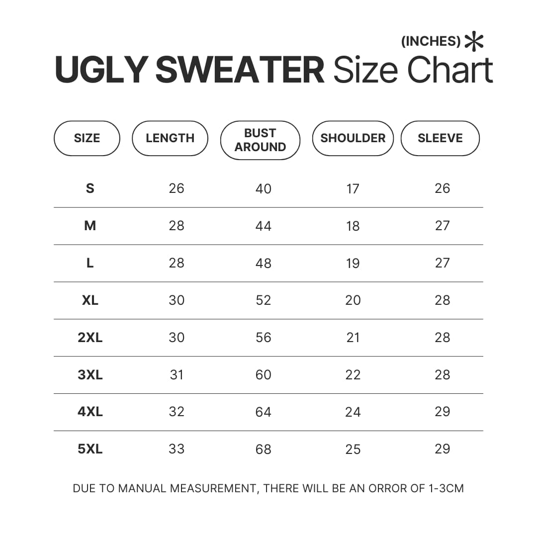 Ugly Sweater Size Chart - Cyberpunk Edgerunners Store