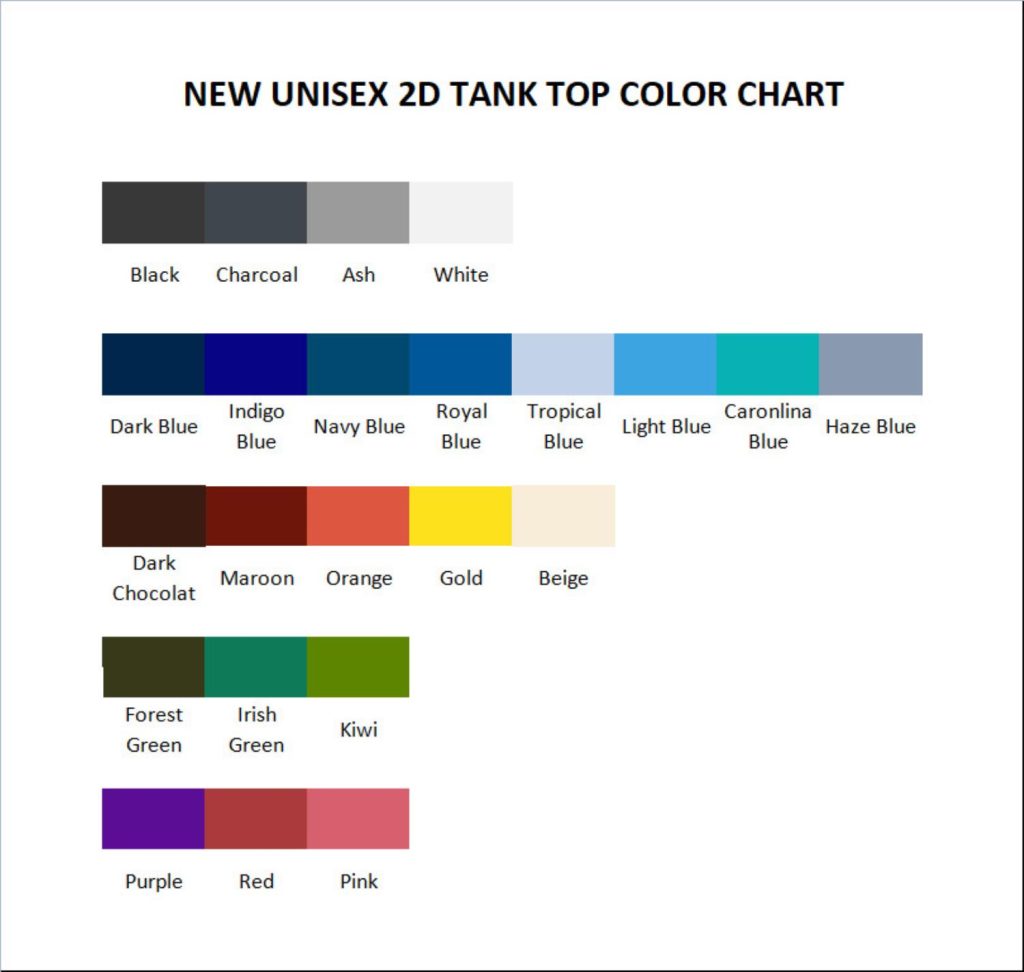 tank top color chart - Cyberpunk Edgerunners Store